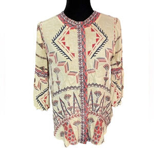 NEW Label Ritu Kumar Ballon Sleeve Printed Kurti Top size Medium